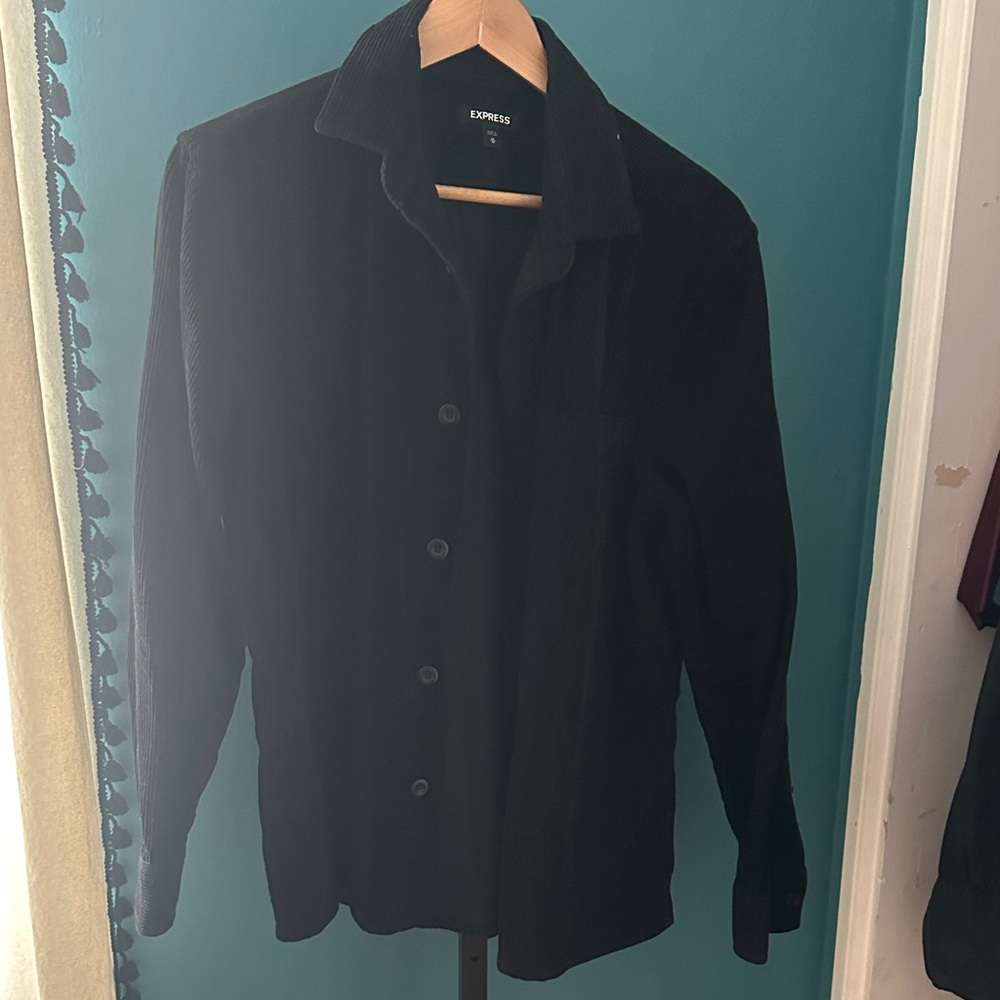 Express Dark Corduroy Button-Up Shirt